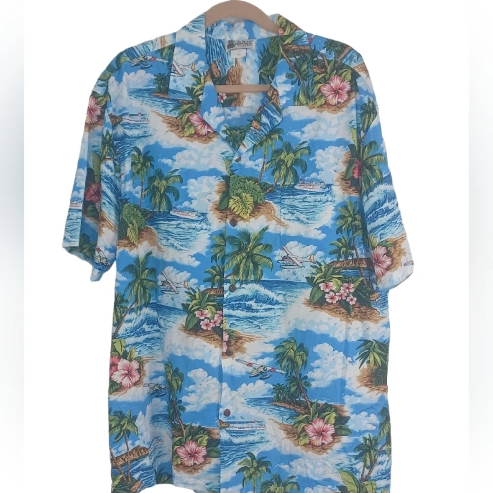 Aloha Republic Hawaiian Short Sleeve Button Down Shirt Made USA SZ XL Vintage - Picture 2 of 10